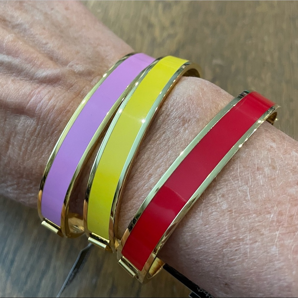 Banana Republic Enamel Clamp Bracelet Bangle Red Yellow Lilac Bundle